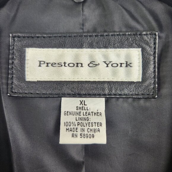 Preston & York Black Leather Women's Blazer Style Three Button Jacket, XL - Picture 2 of 6